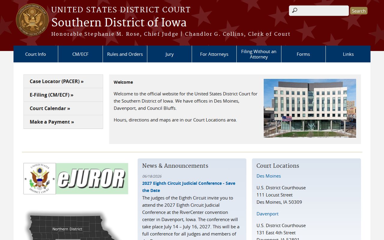 Poweshiek County criminal history Southern District of Iowa court