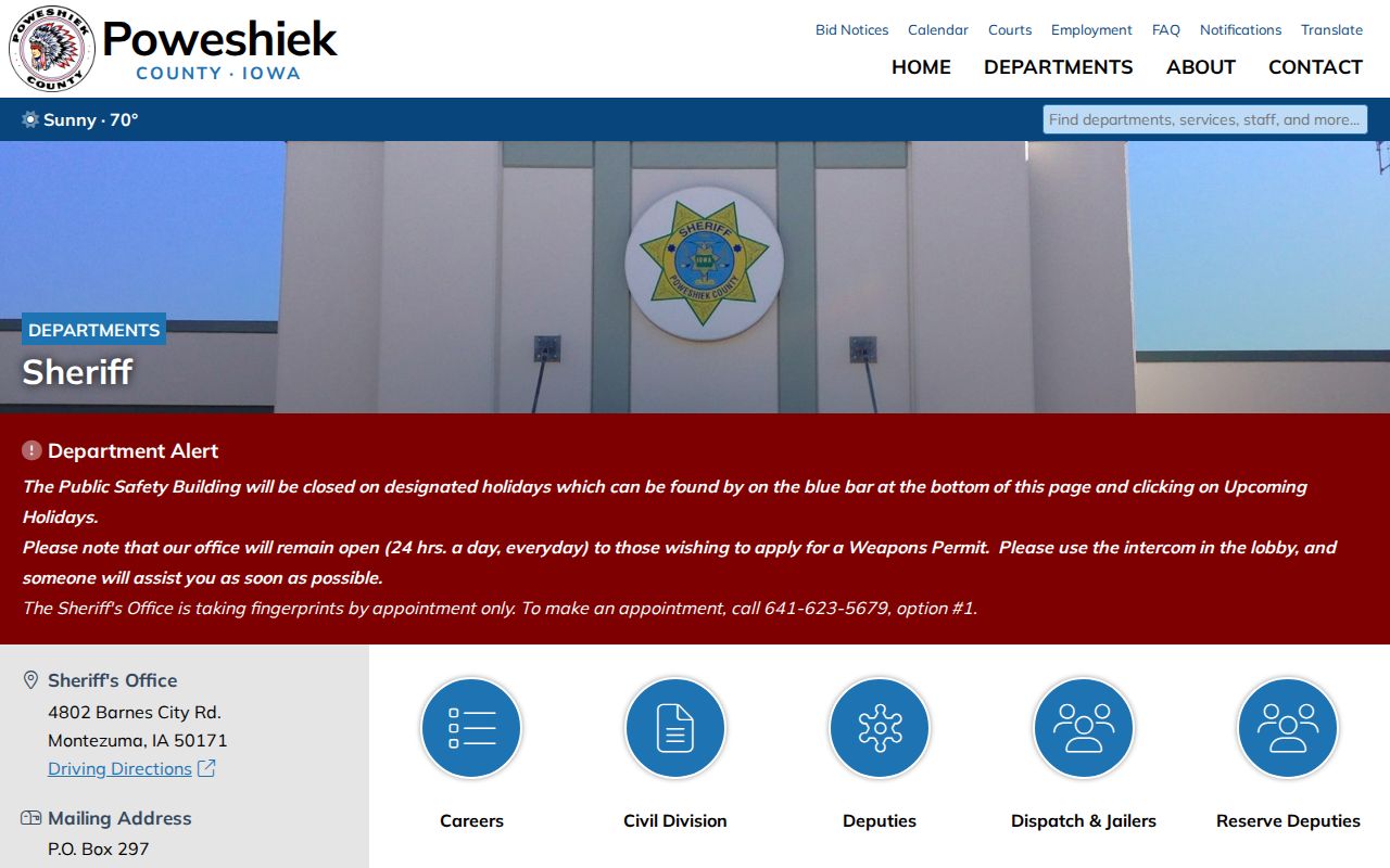 Poweshiek County arrest history and Sheriff Office contact source