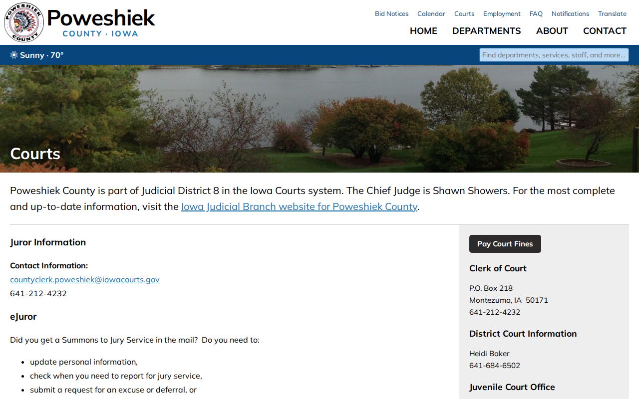 Poweshiek County criminal court records information on the county courts page