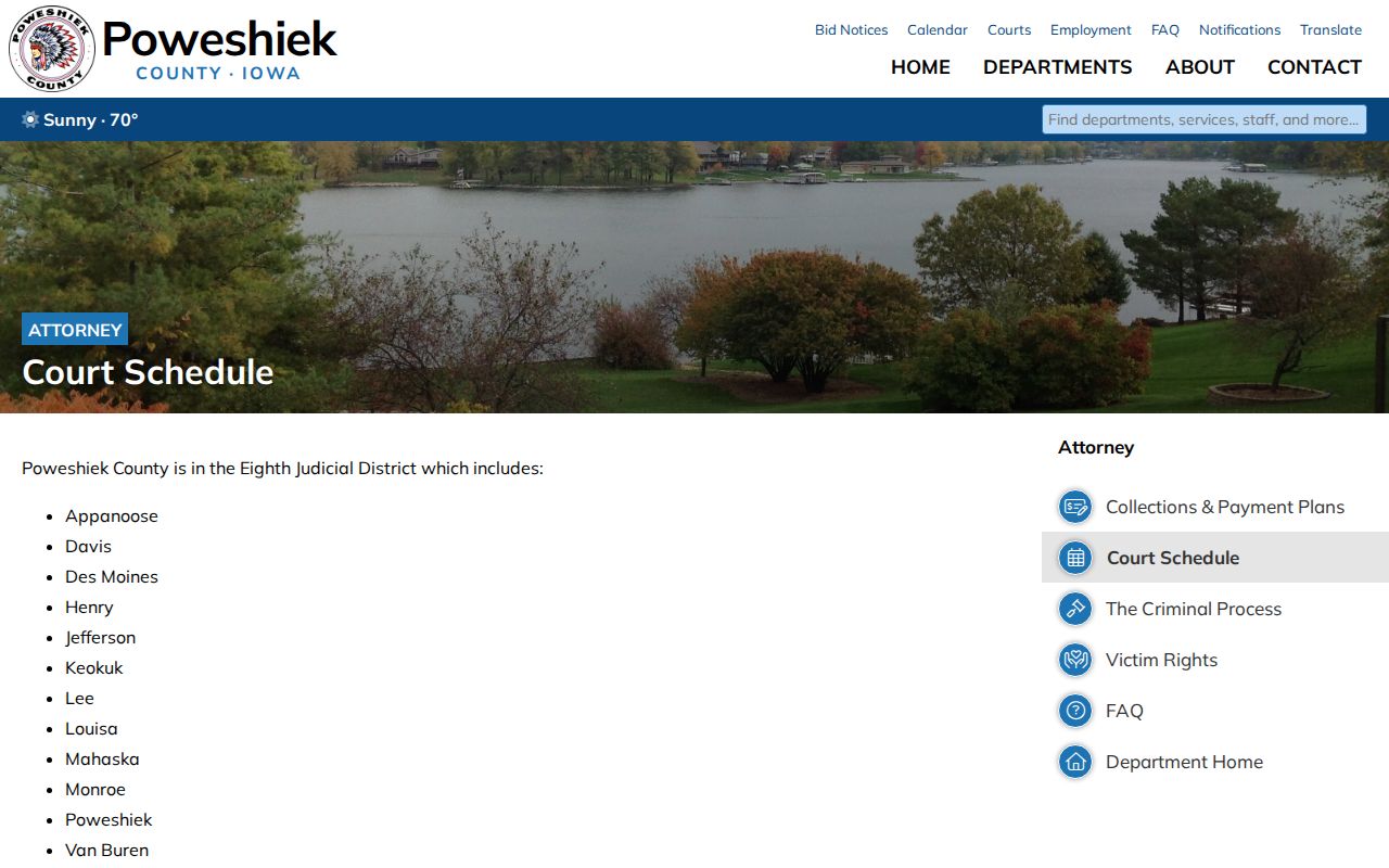 Poweshiek County criminal court schedule and case records source