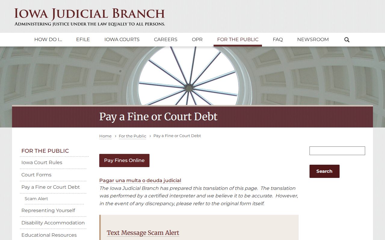 Poweshiek County criminal court case payment records through Iowa Courts
